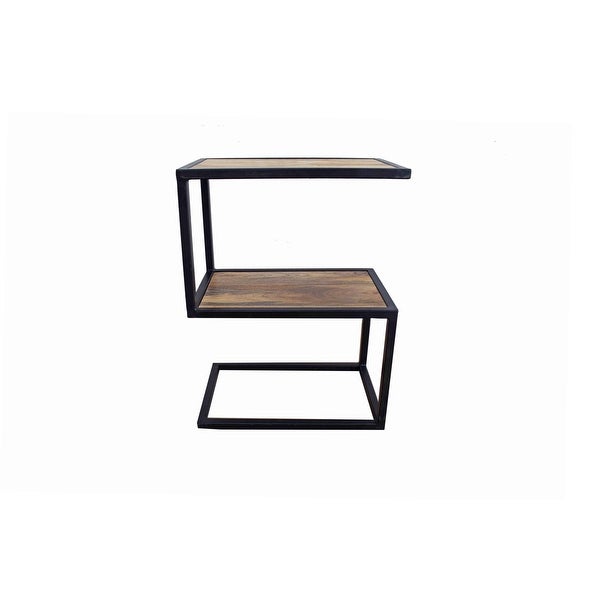 Porter Designs Delancy Industrial Solid Mango Wood End Table， Brown