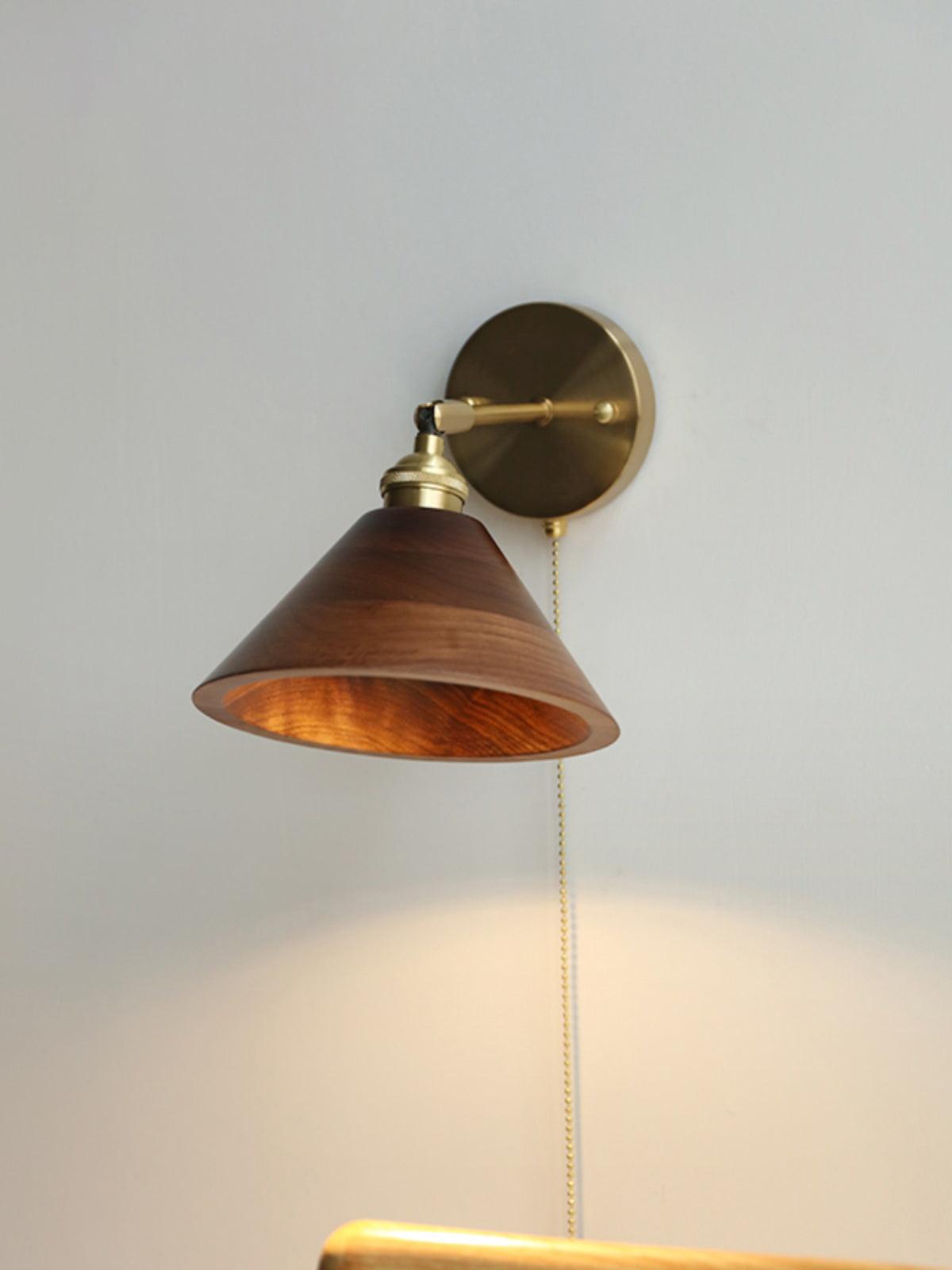 Vintage Wood Plug-in Wall Lamp