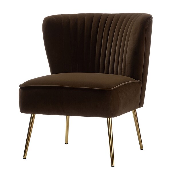 Monica Living Room Armless Accent Comfy Chair with Tufted Back and Metal Legs by HULALA HOME