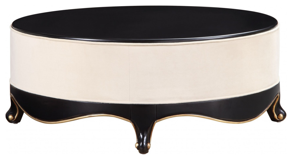 47 quotX 47 quotX 19 quotCream Fabric Black Wood Upholstered  Base Cocktail Table   Traditional   Side Tables And End Tables   by Global Discount Store LLC  Houzz