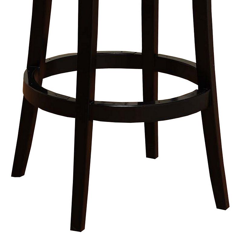 26 Inch Leatherette Swivel Barstool with Flared Legs， Black