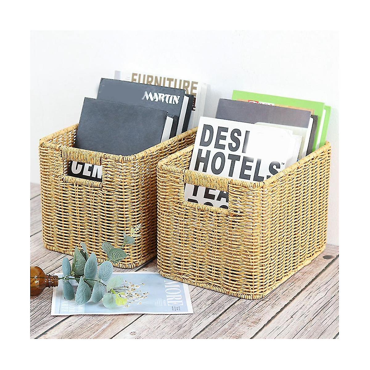 Storage Basket Hand-woven Rattan Wicker Basket Desktop Organizing Box Various Item Arrangement Nest