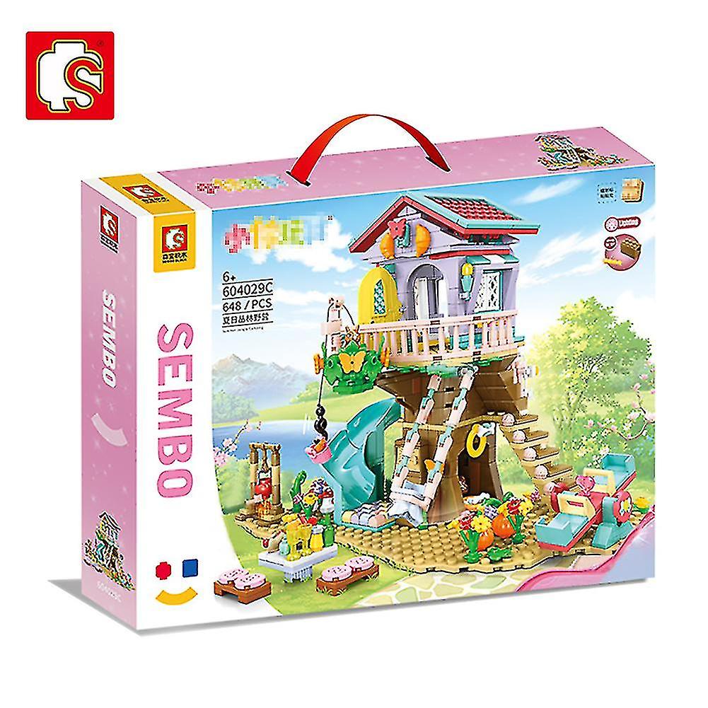 Sembo Friends Jungle Camping Tree House Building Blocks Summer Party Playground Light Sets For Girls Bricks Toys Children Gifts