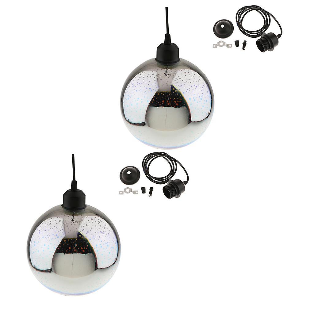 2-piece 3d Colored Sparkling Glass Ceiling Lights Pendant Lampshade Silver