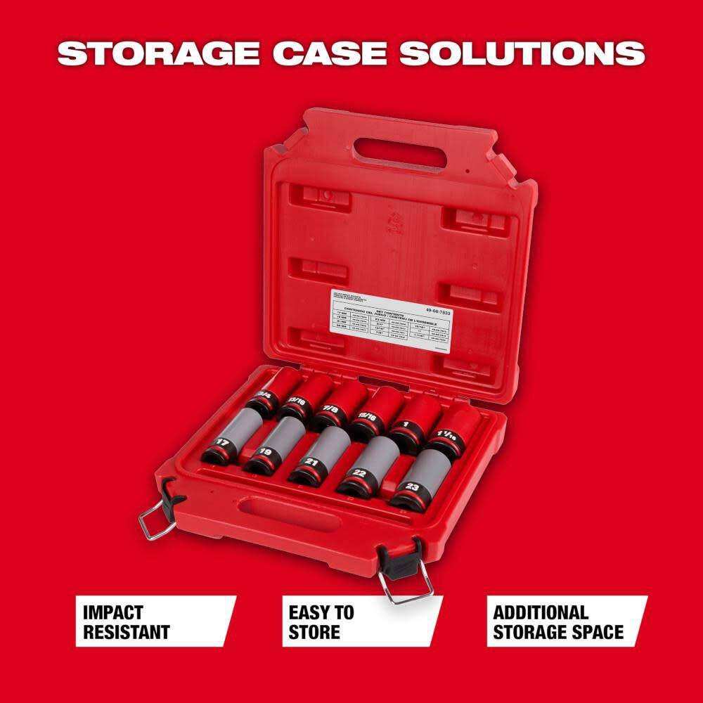 MW SHOCKWAVE Impact Duty Socket 1/2 Drive SAE and Metric Lug Nut Wheel Set 11pc 49-66-7833 from MW