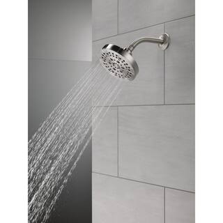 Delta 5-Spray Patterns 1.75 GPM 6 in. Wall Mount Fixed Shower Head in Stainless 52535-SS