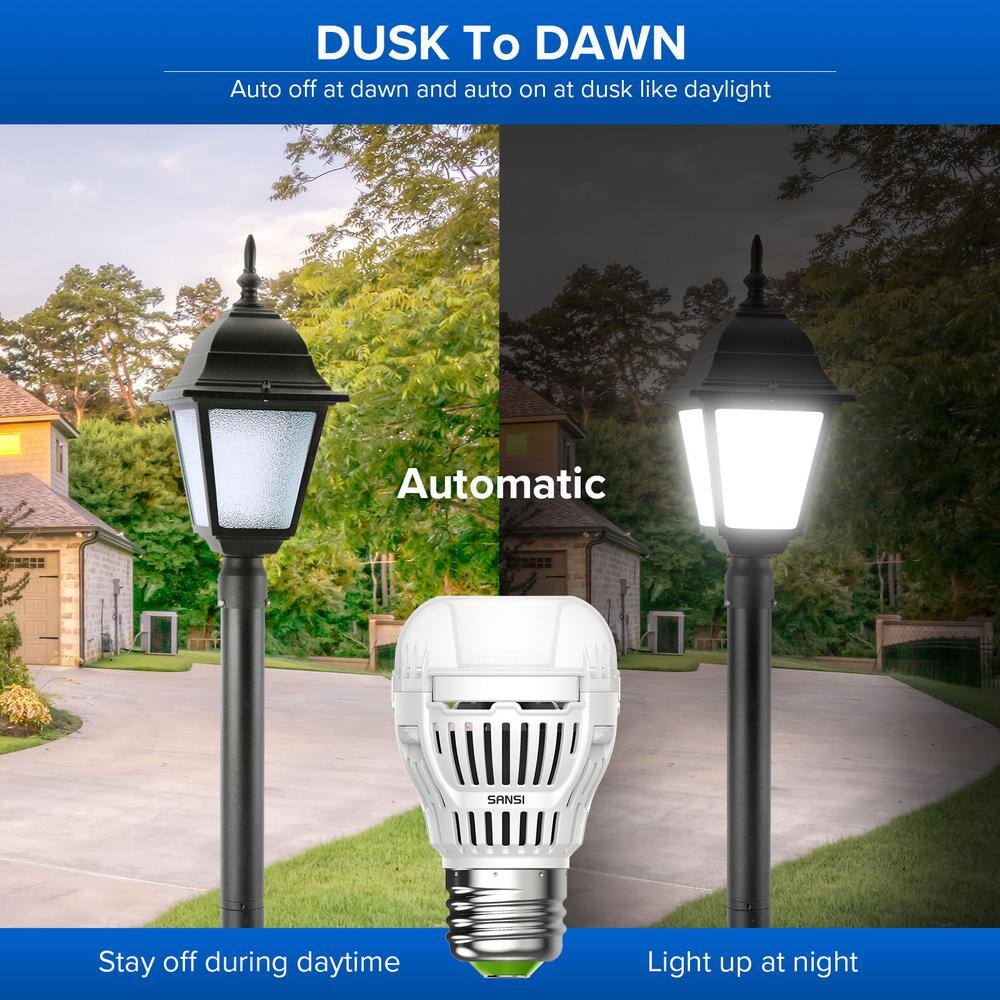 SANSI 80-Watt Equivalent A15 800 Lumens E26 Dusk to Dawn LED Light Bulb Daylight in 5000K Daylight with Photocell (2-Pack) 01-02-001-020802