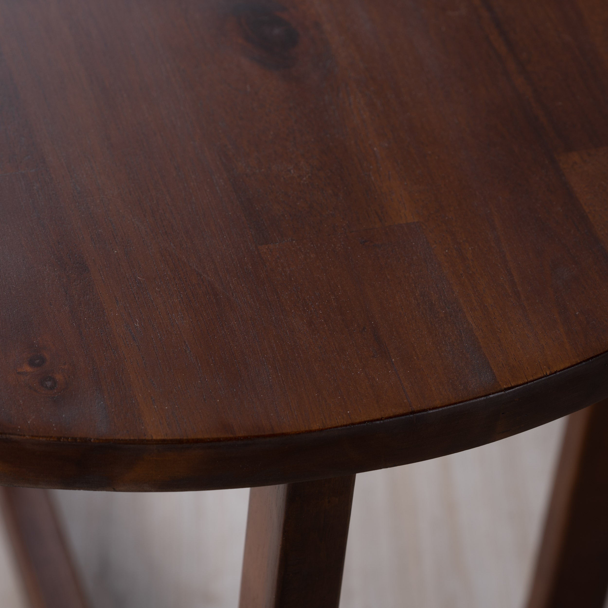 Tanzania Rustic Round Mahogany Acacia Wood End Table with Criss Cross Legs