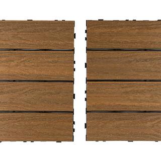 NewTechWood UltraShield Naturale 1 ft. x 3 ft. Quick Deck Outdoor Composite Deck Tile in Peruvian Teak (15 sq. ft. Per Box) US-QD-ZX-36-TK