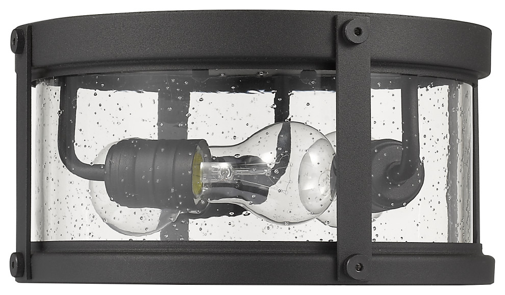 Z Lite 569F BK Roundhouse 3 Light Outdoor Flush Ceiling Mount Fixture in Black   Transitional   Outdoor Flush mount Ceiling Lighting   by Buildcom  Houzz