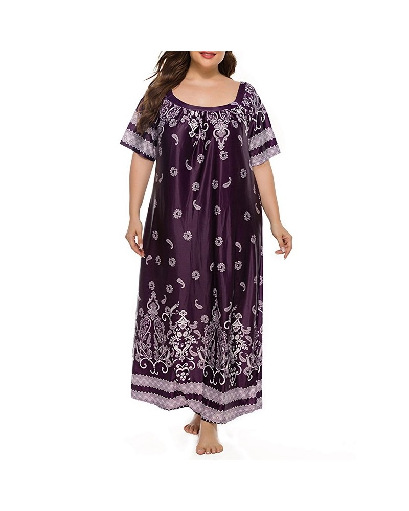 Paisley Printed Relaxed Square Neckline Plus-Size Short Sleeve Dress