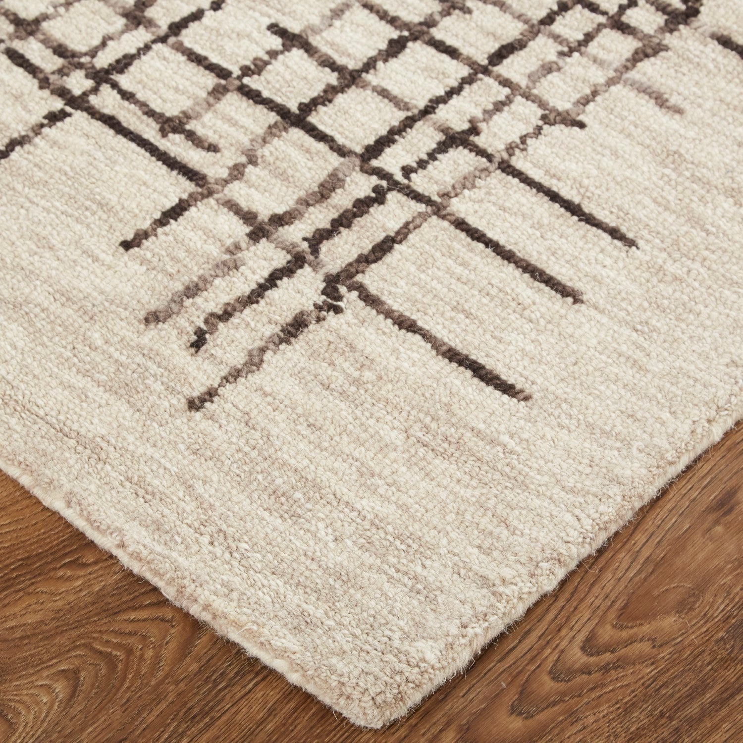 Carrick Hand-Tufted Crosshatch Light Taupe/Brown Rug