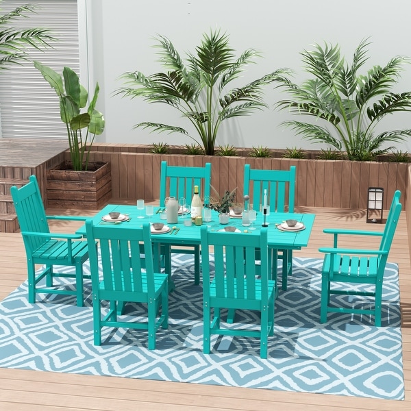 Polytrends Laguna Hdpe All Weather Outdoor Patio Dining Set with Rectangle Table，Side Chairs (7Piece Set)