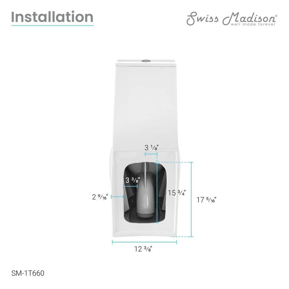 Swiss Madison Plaisir 1-piece 1.11.6 GPF Dual Flush Elongated Egg Toilet in Glossy White Seat Included SM-1T660