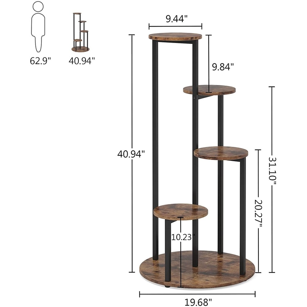 4 Tier Plant Stand Indoor  Tall Wood Plant Shelf Holders   19.68”L* 19.68”W* 40.94”H