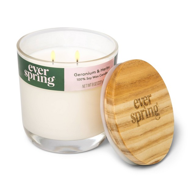 2 wick Geranium amp Herbs 100 Soy Wax Candle