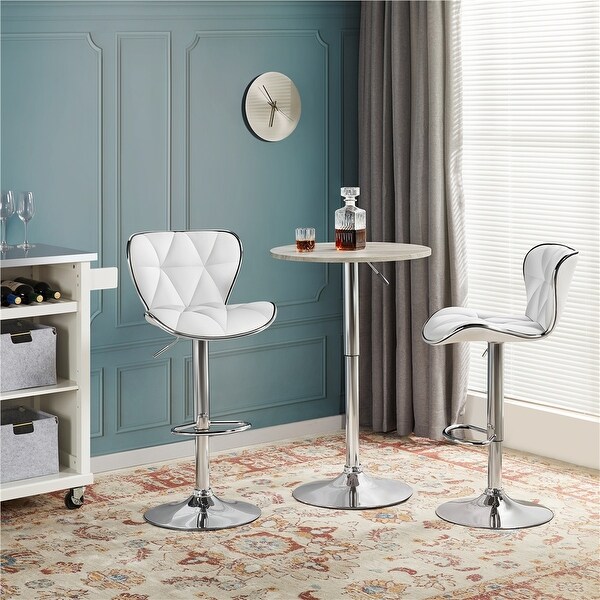 Yaheetech 2pcs Adjustable Chair Bar PU Leather Swivel Bar Stools