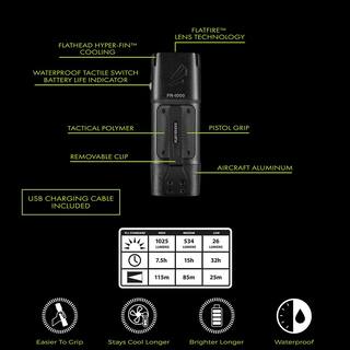 Panther Vision Flateye Rechargeable FR-1000 High Performance 1025 Lumens Unround Flashlight CREE LED FR-8001