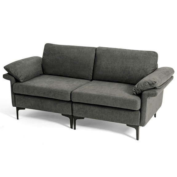 Costway 37821496 Modern Fabric Loveseat Sofa for w...