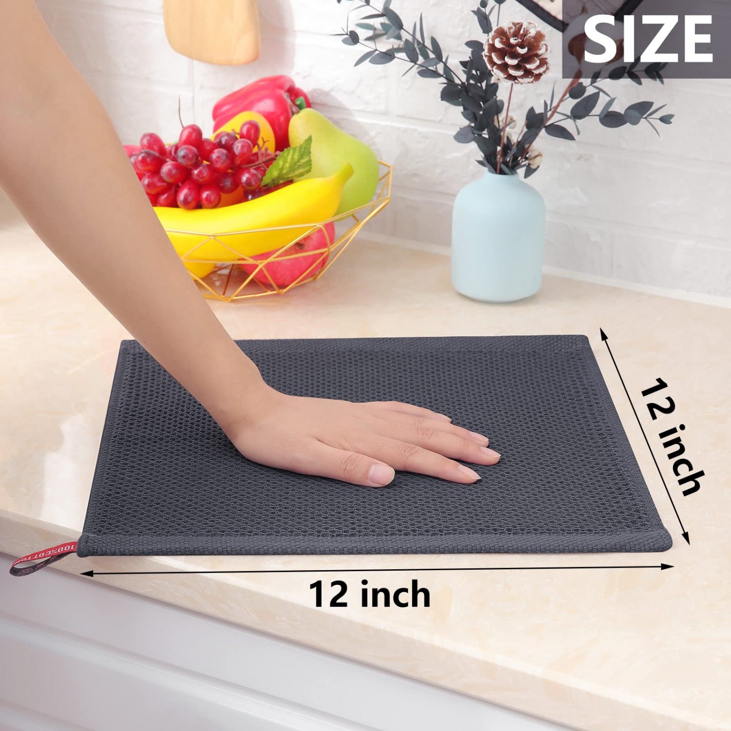 100% Cotton Waffle Weave Kitchen Dish Cloths， Ultra Soft Absorbent Quick Dryin