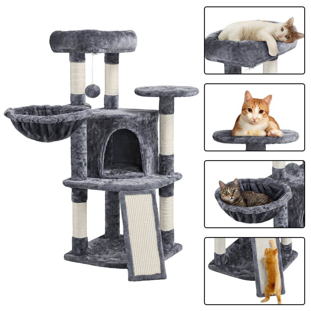 SmileMart 42"H Multilevel Cat Tree Tower with Condo and Perches, Dark Gray