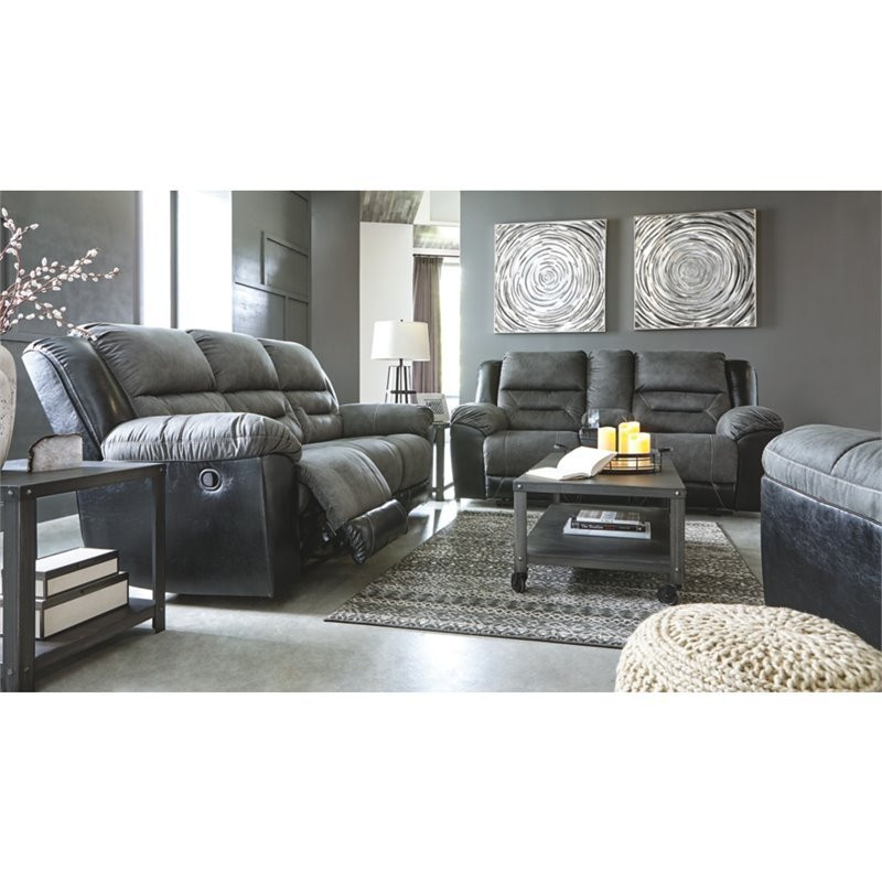 Signature Design by Ashley Earhart Reclining Loveseat with Console in Chestnut   Contemporary   Loveseats   by Homesquare  Houzz