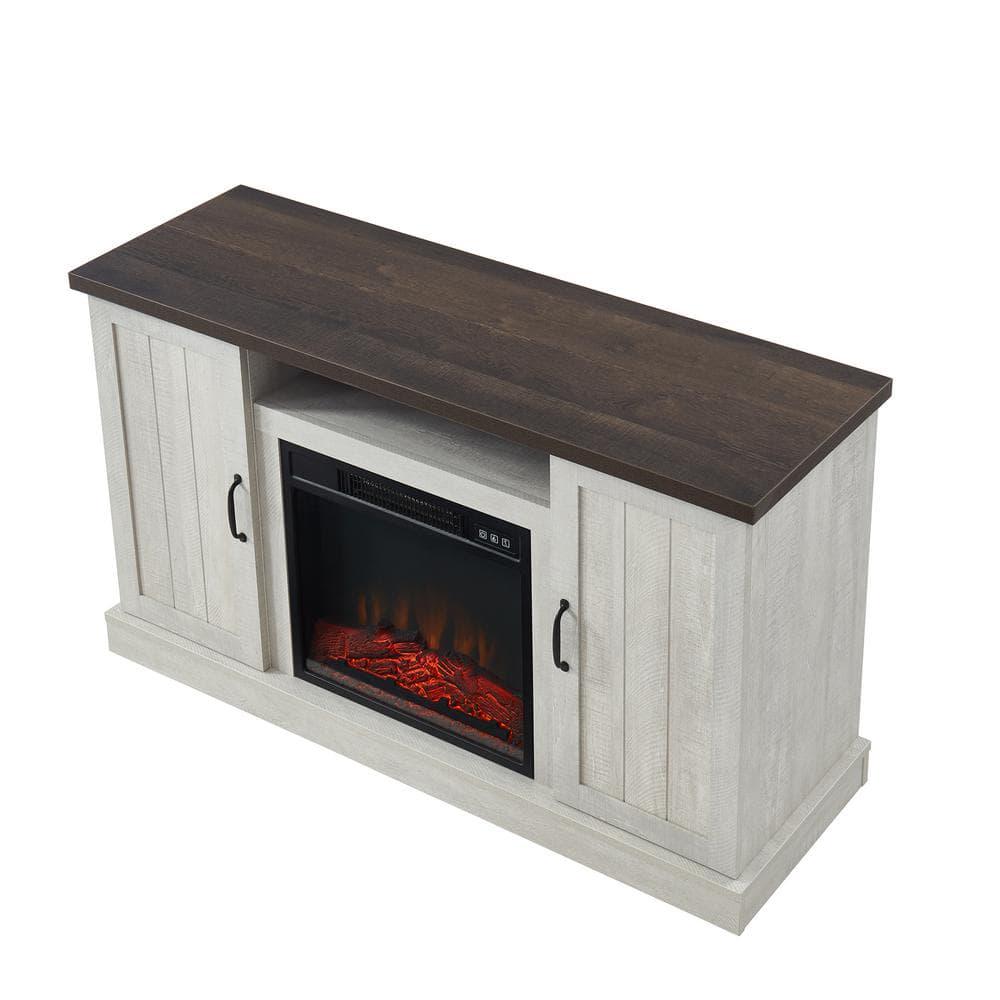 EDYO LIVING 48 in Freestanding Wooden Electric Fireplace TV Stand in Stone Gray