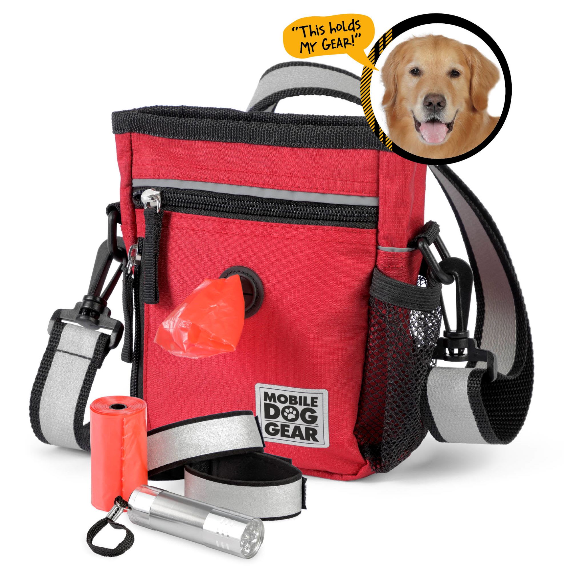 Mobile Dog Gear Red Bundle Day/Night Walking Bag and Ultimate Week Away Duffle