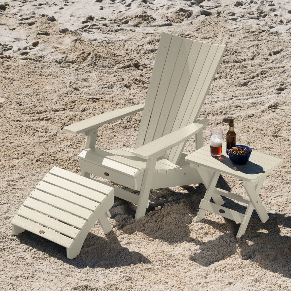 Manhattan 3 Piece Beach Adirondack Set   Beach Style   Outdoor Lounge Sets   by highwood  Houzz