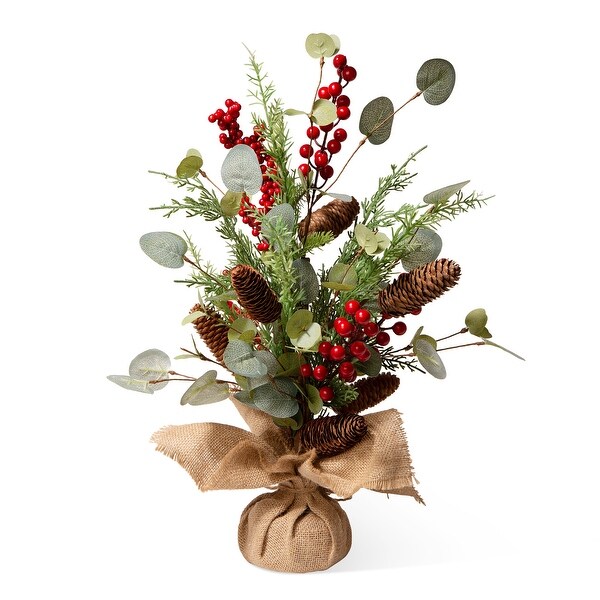 Glitzhome 20H Christmas Floral Table Tree Decor