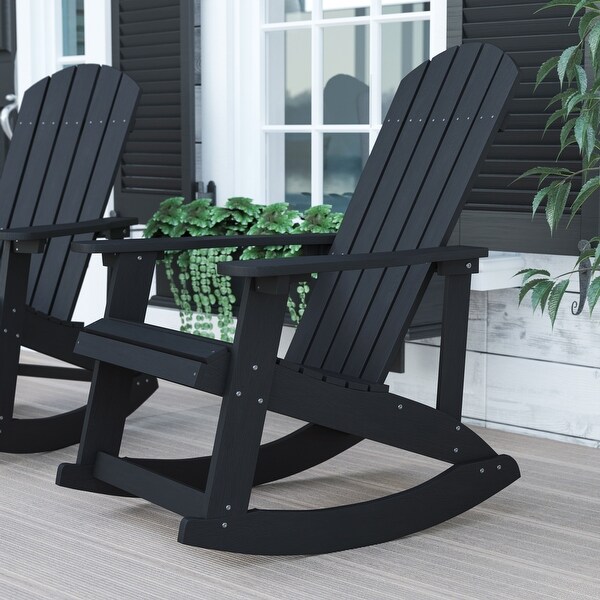 Adirondack Style Poly Resin Wood Rocking Chair for Indoor/Outdoor Use