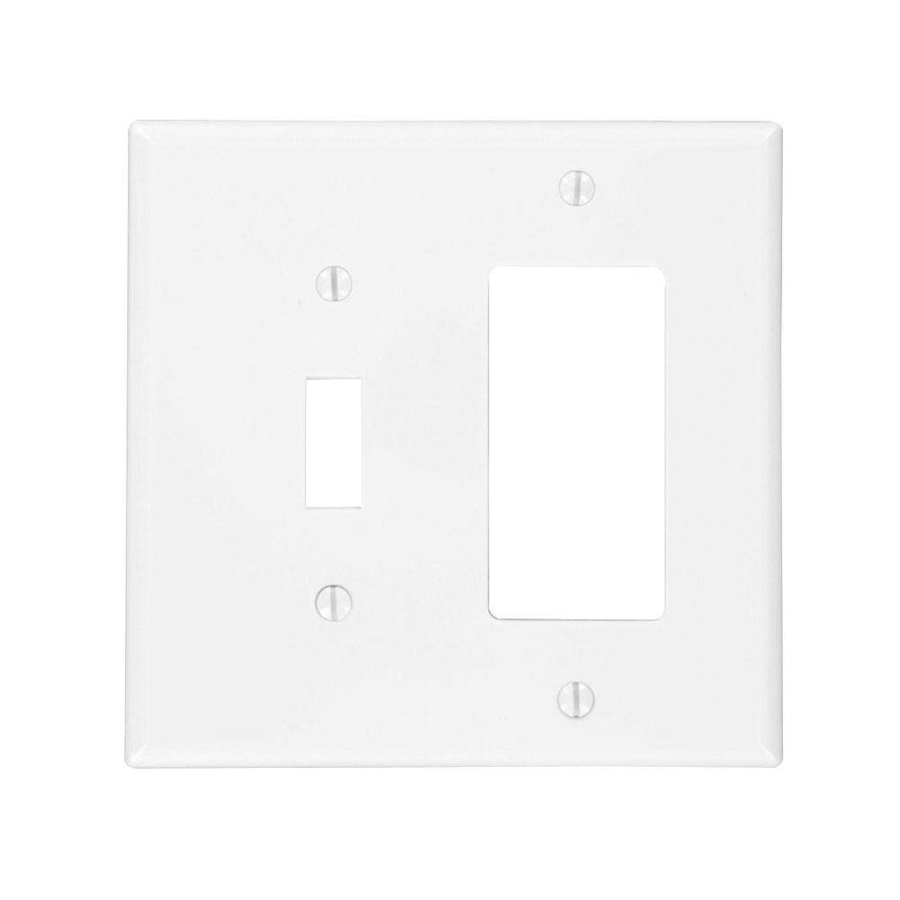 Leviton White 2-Gang 1-Toggle1-DecoratorRocker Wall Plate (1-Pack) R52-PJ126-00W