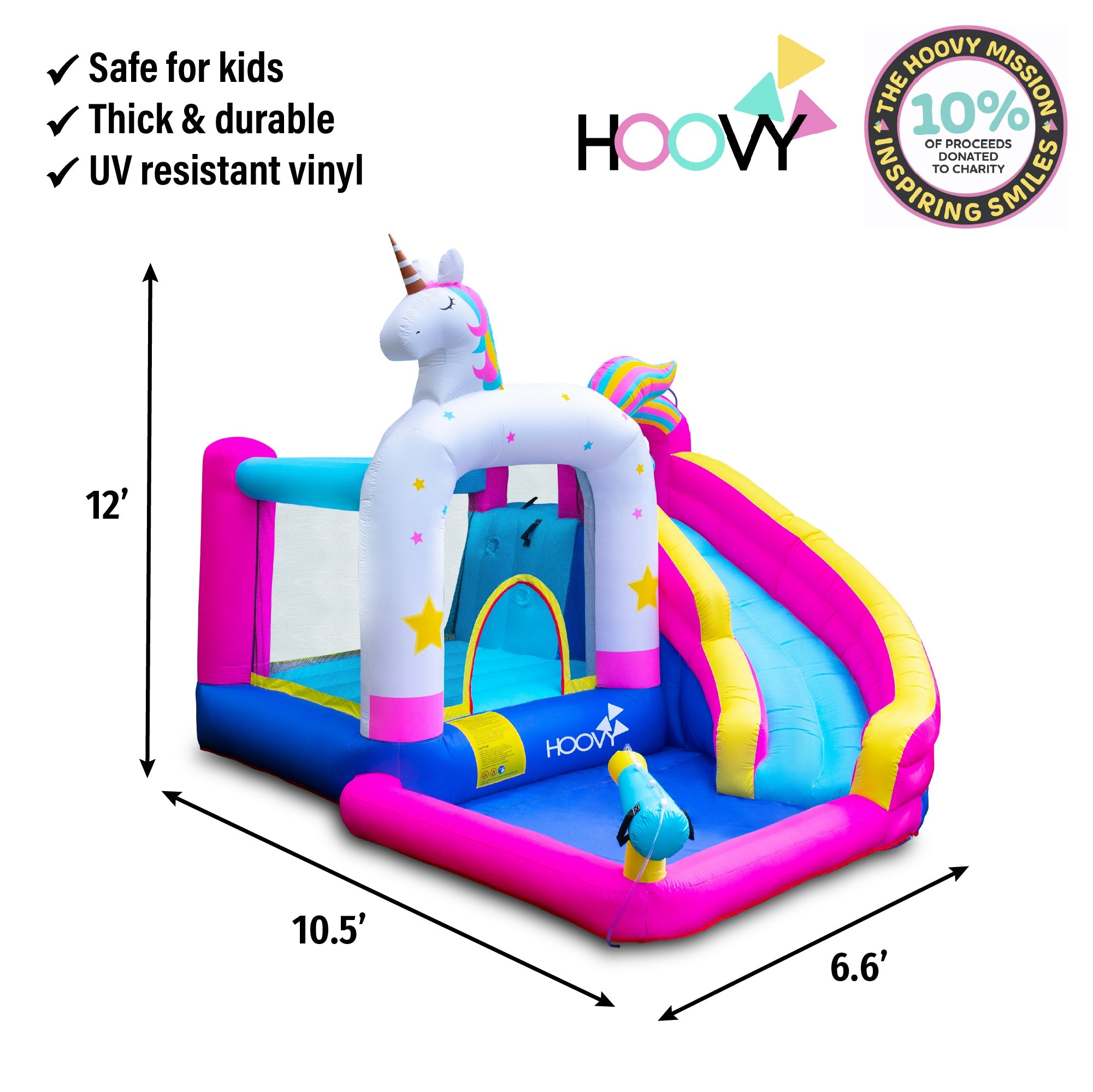 Bounce House Waterslide | Giant Inflatable Water Bounce House with Trampoline and Pool | Unicorn Bounce House Water Slide | Heavy Duty High Quality | Easy to Set Up | Included Air Pump and Carry Bag