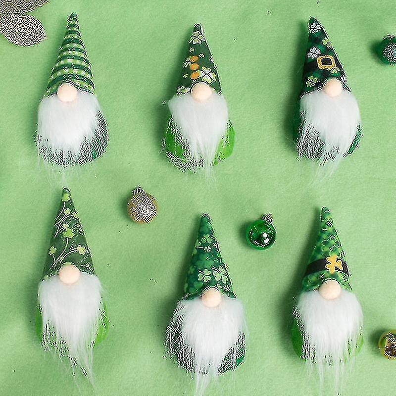 6pcs St Patricks Day Decor Faceless Dolls Bearded Gnome Ornament Hanging Pendant For Home