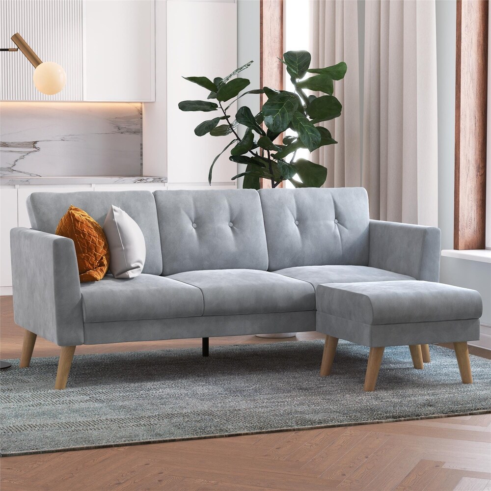 CosmoLiving by Cosmopolitan Gloria Upholstered Sofa Sectional with Detachable Ottoman and Reversible Design