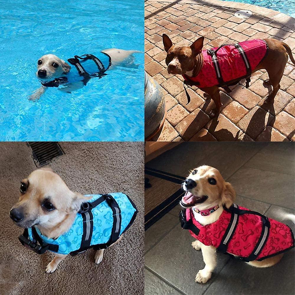 Dog Life Jacket， Reflective Lifesaver With Rescue Handle， Adjustable Floating Vest，high Buoyancy Aid Dog Saver-pink-m