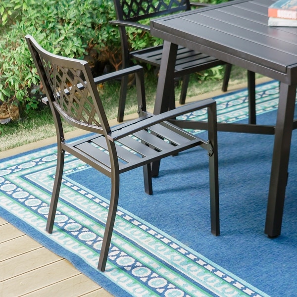 MAISON ARTS Outdoor Patio Dining Set of 7/9 with Metal Expandable Rectangular Dining Table and Metal Chairs