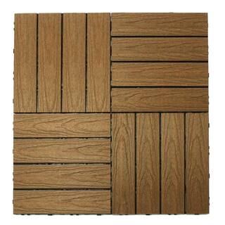 NewTechWood UltraShield Naturale 1 ft. x 1 ft. Quick Deck Outdoor Composite Deck Tile Sample in Peruvian Teak US-QD-ZX-TK-S