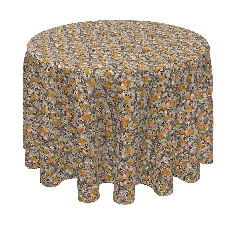 Round Tablecloth， 100% Polyester， 70 Round， Steel Fall Skulls