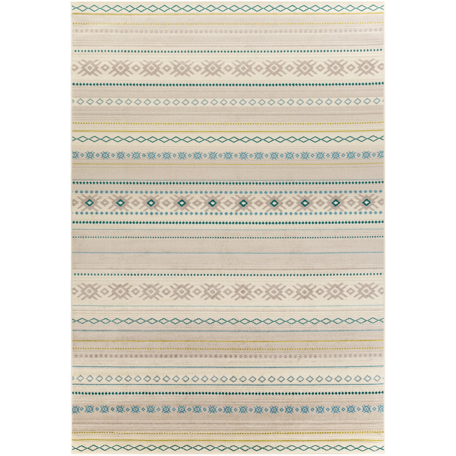 Paramount Rug in Teal, Aqua, Lime, Light Gray, Cream