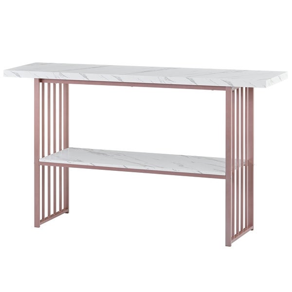 Console Table with 2 Shelves， Extra Long Entryway Table with Metal Frame