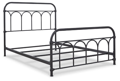 Signature Design by Ashley Nashburg Industrial Farmhouse Metal Bed, Full, Matte Black