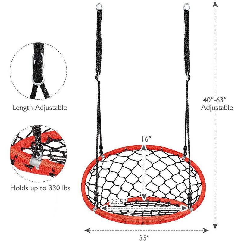 Net Hanging Swing Chair With Adjustable Hanging Ropes