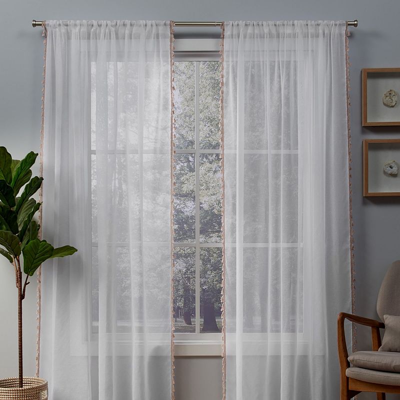 Exclusive Home 2-pack Tassels Embellished Sheer Window Curtains