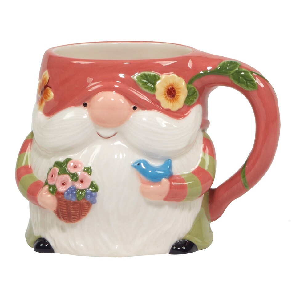 Certified International Garden Gnomes 16 ox. 3 D Mugs  Set of 4 Assorted Designs