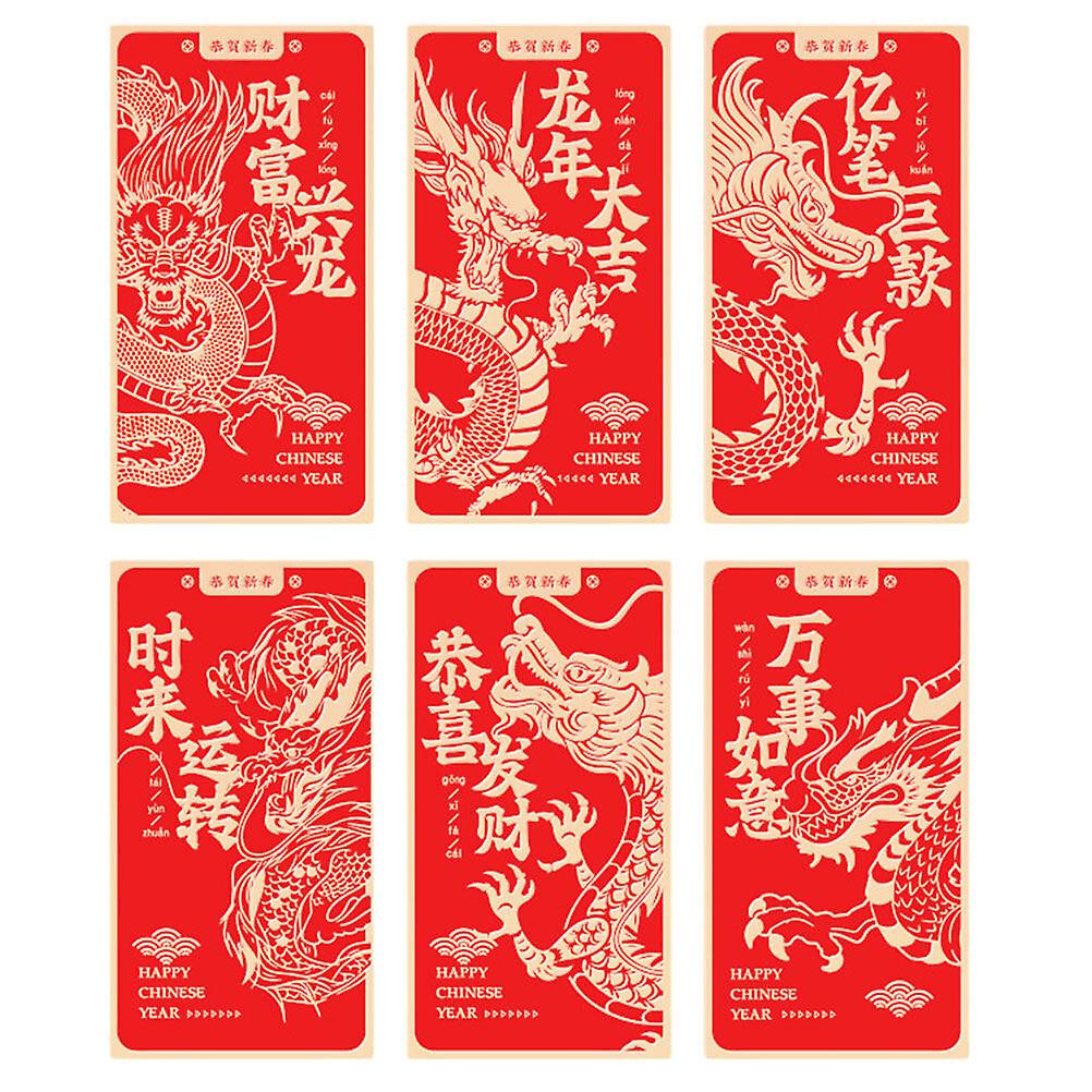 6pcs Red Envelope 2024 Year Red Envelopes Chinese Style Lucky Money Envelopes Cash Envelopes