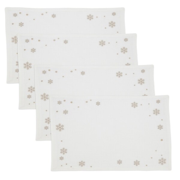 Frozen Elegance Embroidered Snowflake Placemat (Set of 4)