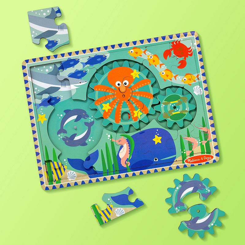 Melissa and Doug Wooden Underwater Jigsaw Spinning Gear Puzzle