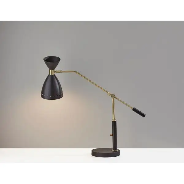 Adesso Black with Antique Brass Adjustable Desk Lamp