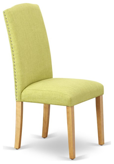East West Furniture Encinal 40 quotFabric Dining Chairs in Oak/Green (Set of 2)   Contemporary   Dining Chairs   by Homesquare  Houzz